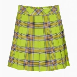 Sunday Best Olive Micro Pleated Skirt Green Plaid Size 6